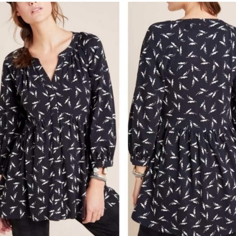 Super cute Maeve Anthropologie baby doll shirt with birds
